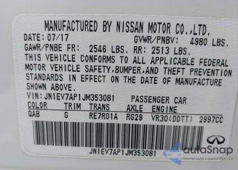 2018 Infiniti Q50 3.0T Luxe from USA, damaged, VIN JN1EV7AP1JM353081